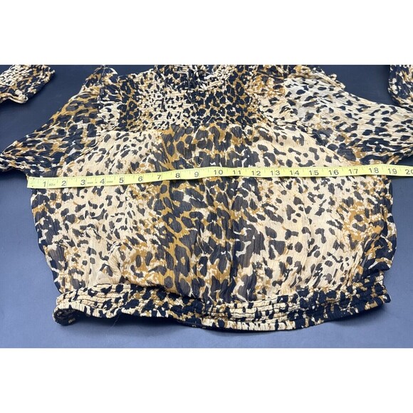 FREE PEOPLE Roma Leopard Print Ruffle Blouse Tie Back Blouse Top Size XS - Picture 10 of 11
